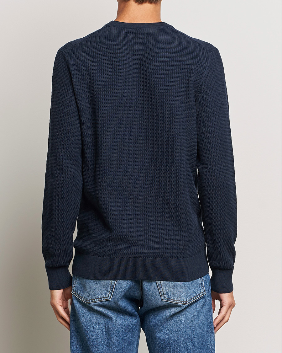 Herre | Gensere | GANT | Cotton Micro Textured Crew Neck Evening Blue