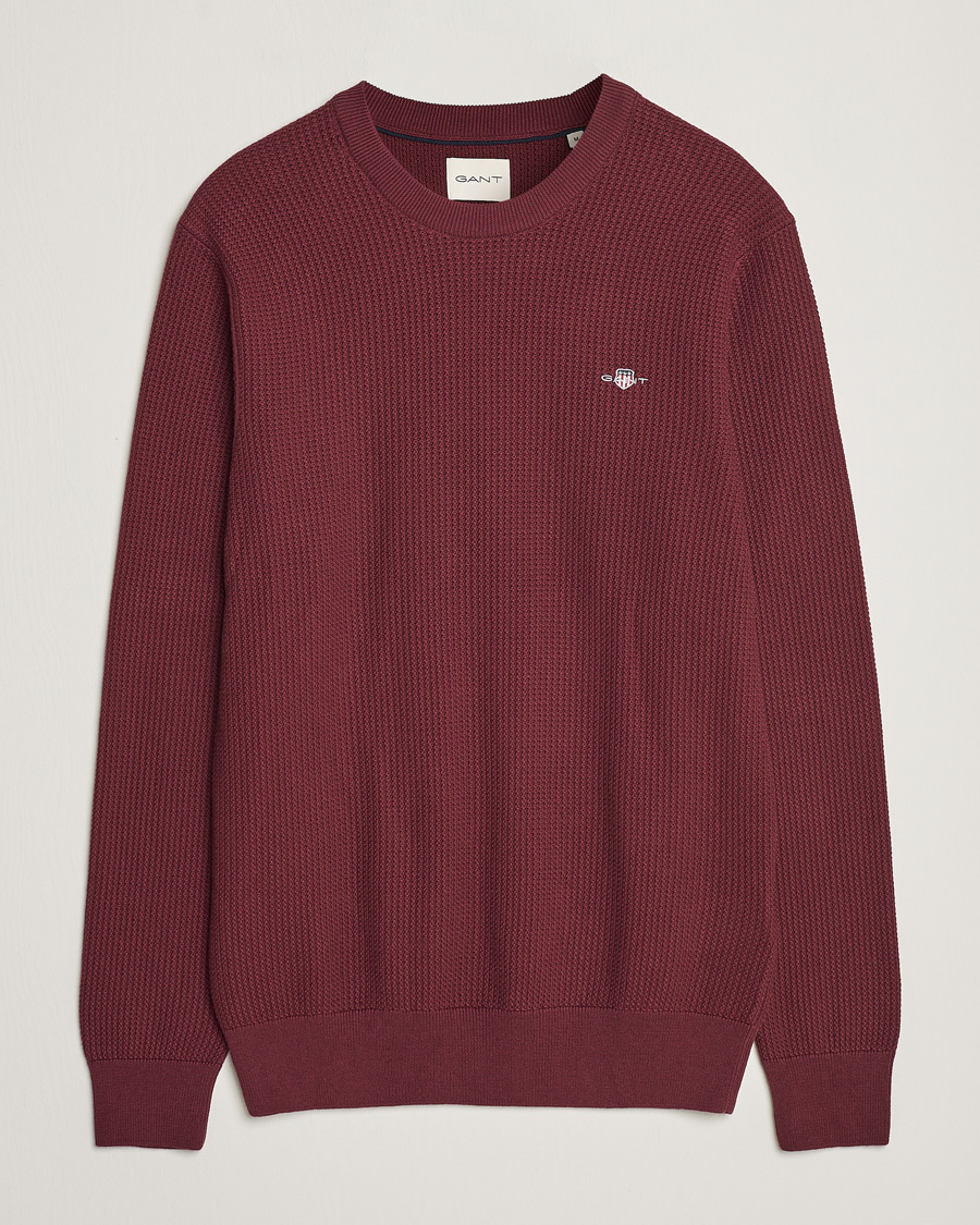 Herre | Gensere | GANT | Cotton Micro Textured Crew Neck Red Shadow