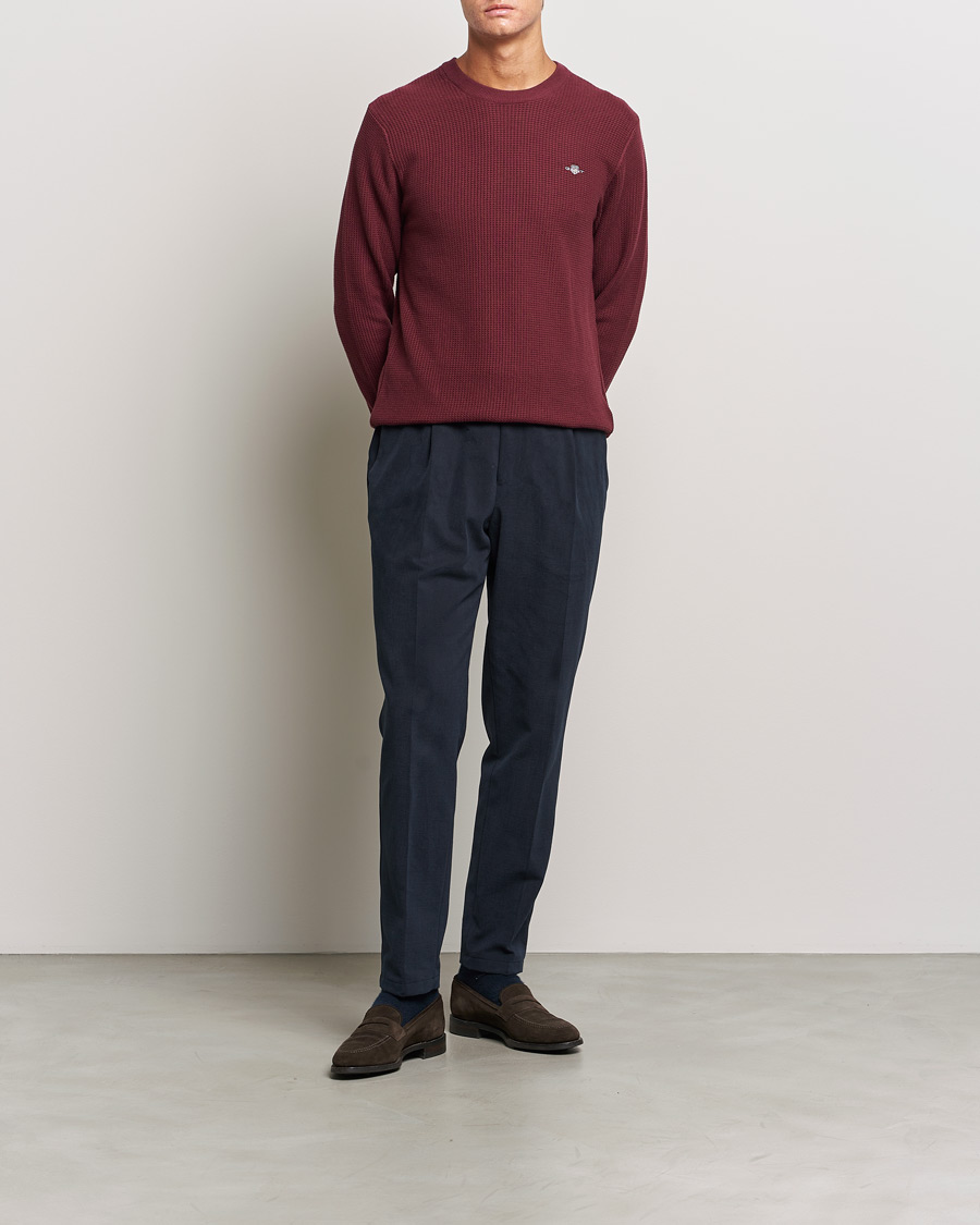 Herre | Gensere | GANT | Cotton Micro Textured Crew Neck Red Shadow