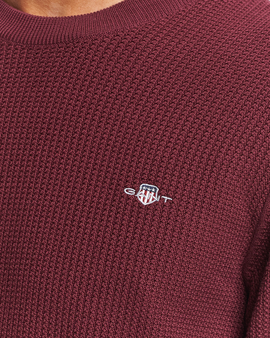 Herre | Gensere | GANT | Cotton Micro Textured Crew Neck Red Shadow