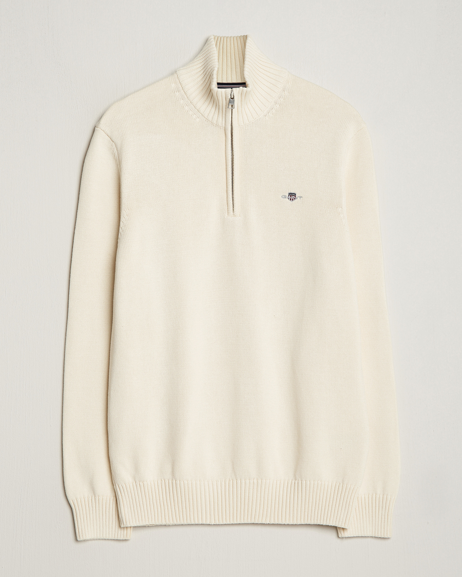 Herre | Gensere | GANT | Cotton Half Zip Cream