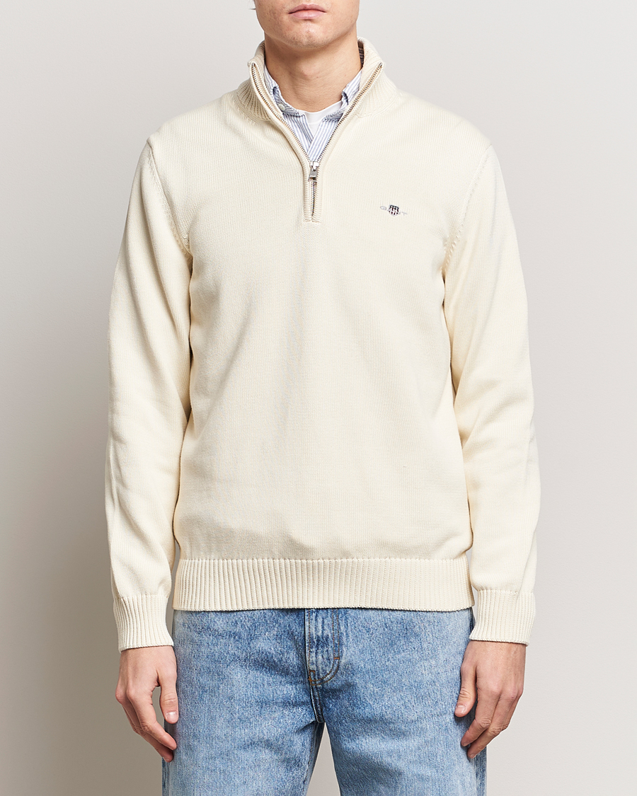 Herre | Klær | GANT | Cotton Half Zip Cream