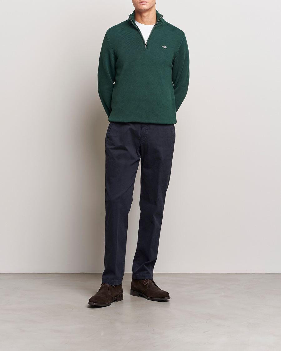 Herre | Gensere | GANT | Cotton Half Zip Tartan Green