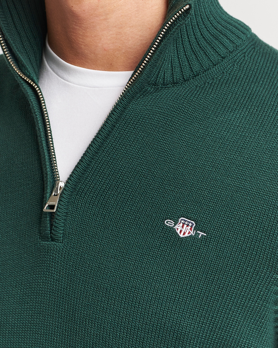 Herre | Gensere | GANT | Cotton Half Zip Tartan Green