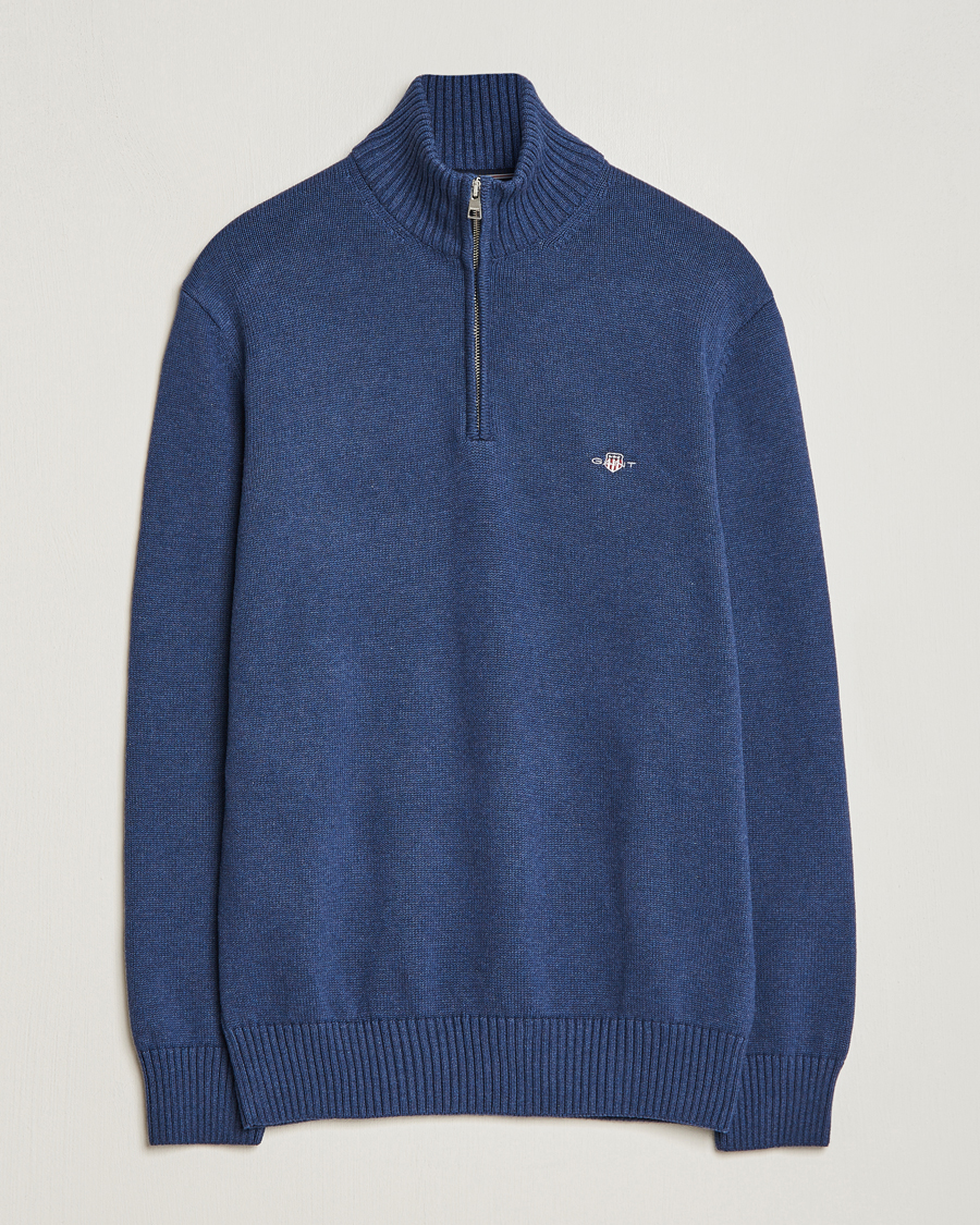 Herre | | GANT | Cotton Half Zip Marine Melange