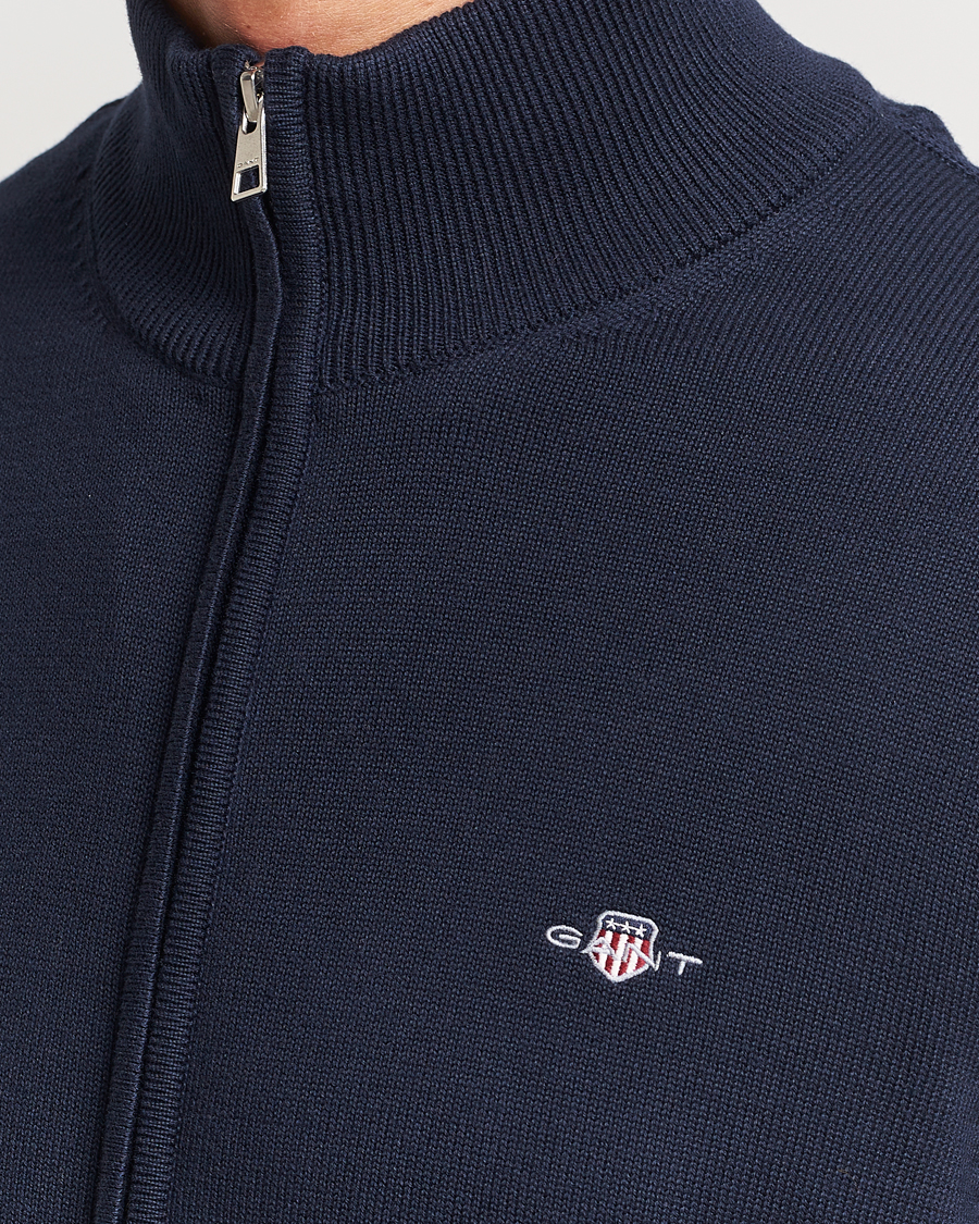 Herre | Gensere | GANT | Cotton Full Zip Cardigan Evening Blue