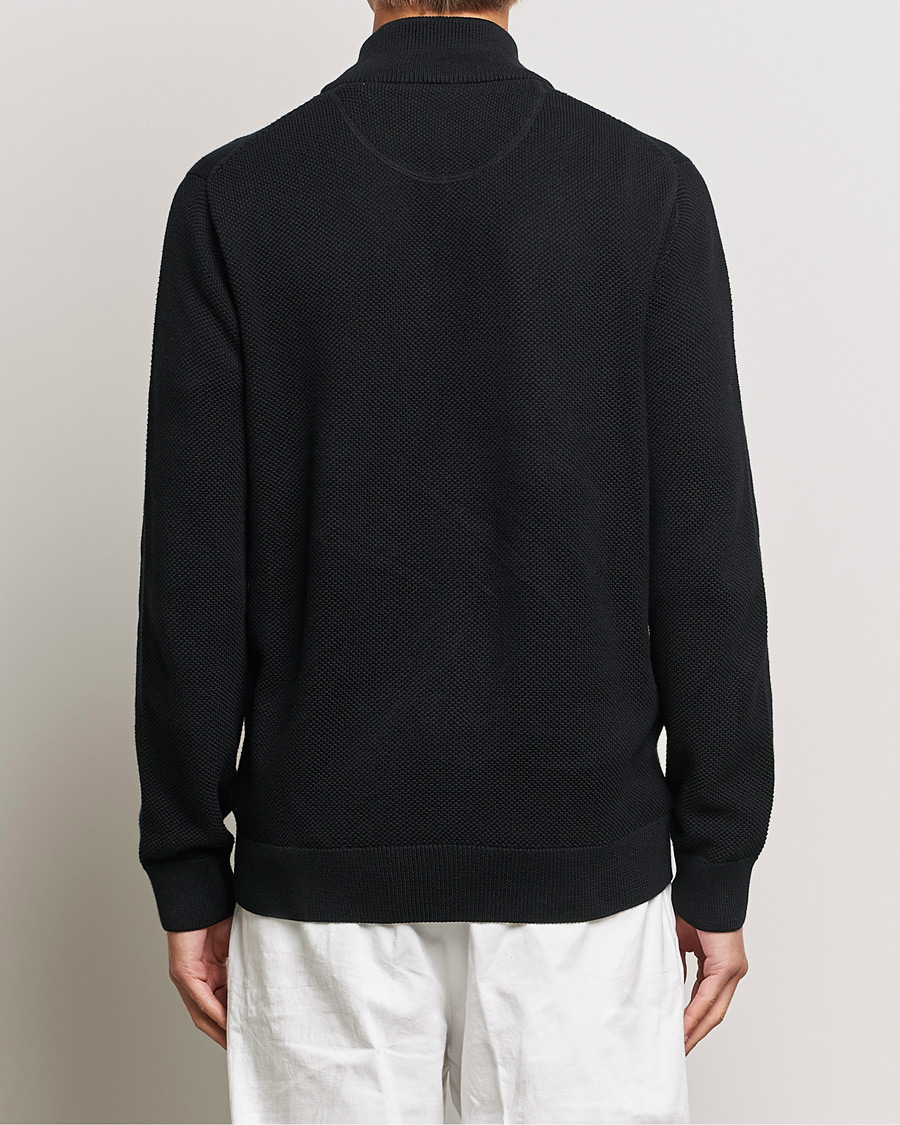 Herre | Gensere | GANT | Cotton Pique Full-Zip Sweater Black