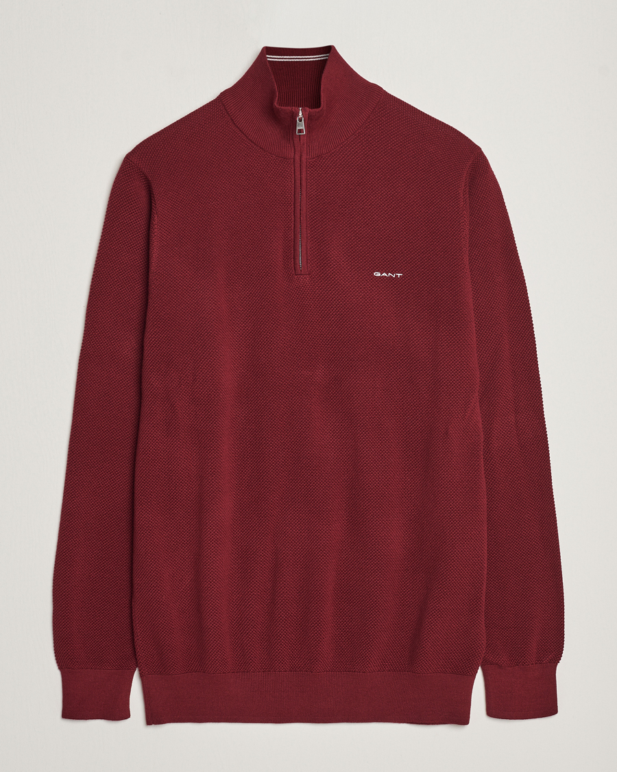 Herre | Gensere | GANT | Cotton Pique Half Zip Plumped Red