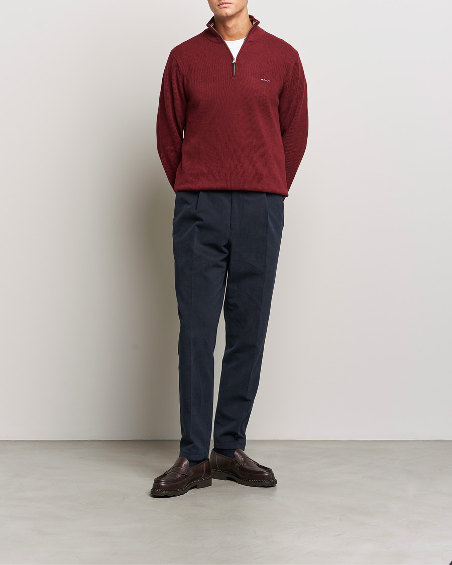 Herre | Gensere | GANT | Cotton Pique Half Zip Plumped Red