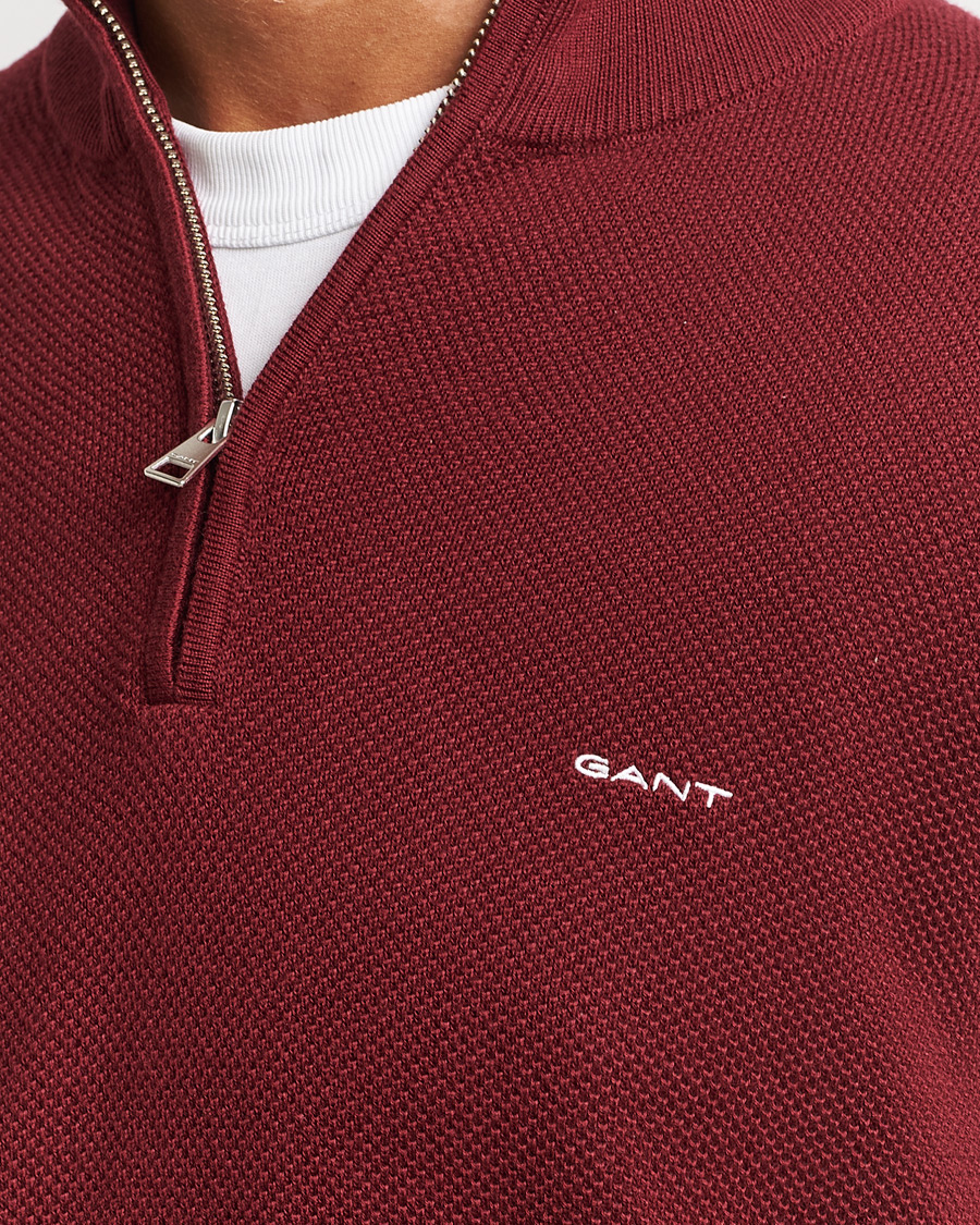 Herre | Gensere | GANT | Cotton Pique Half Zip Plumped Red