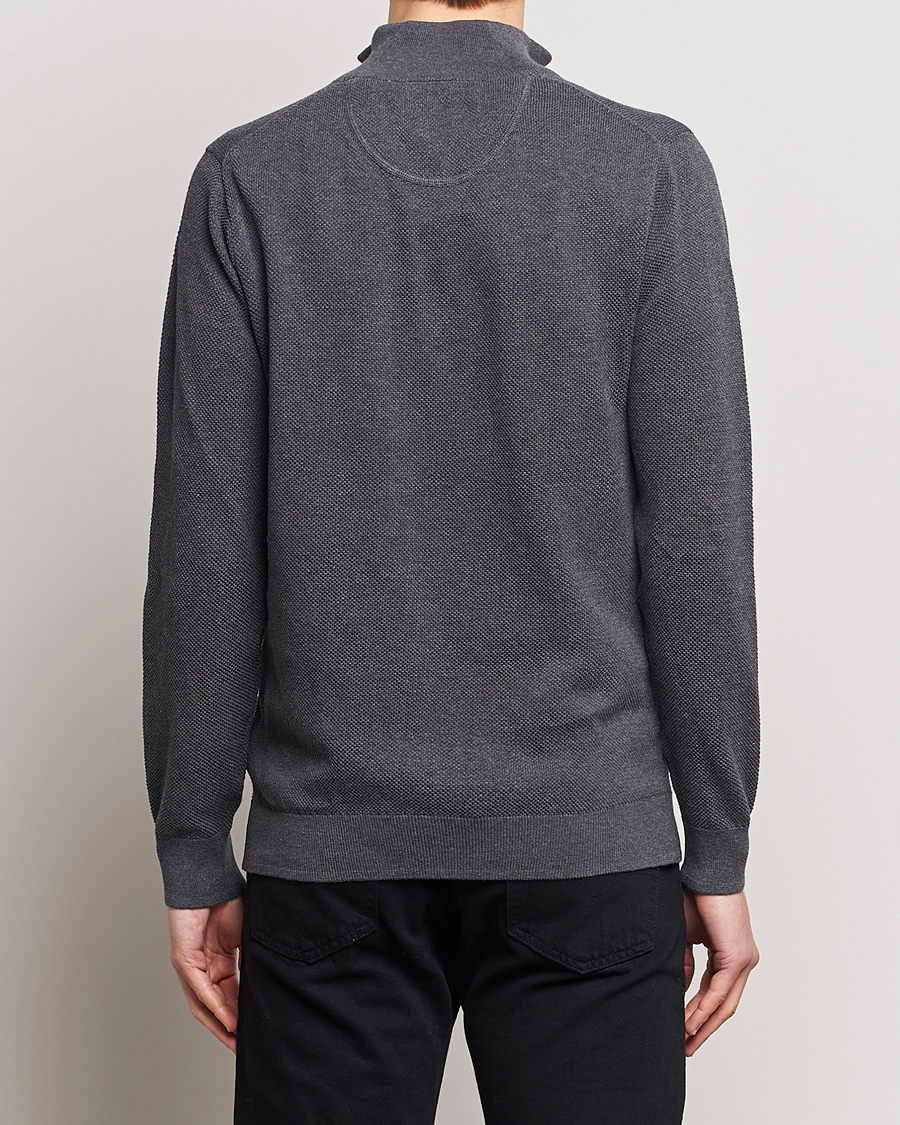 Herre | Gensere | GANT | Cotton Pique Half Zip Antracite