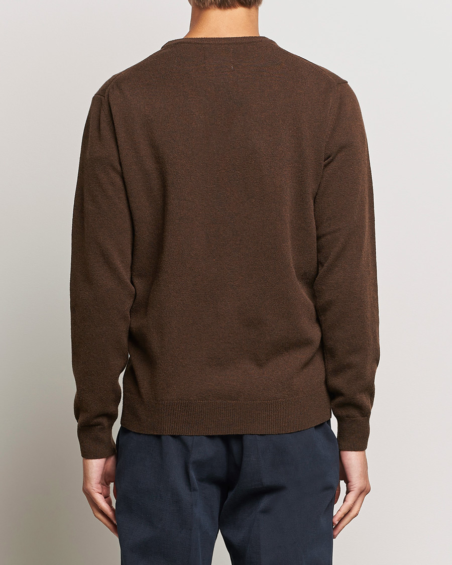 Herre | Gensere | GANT | Lambswool Crew Neck Pullover Dark Brown Melange