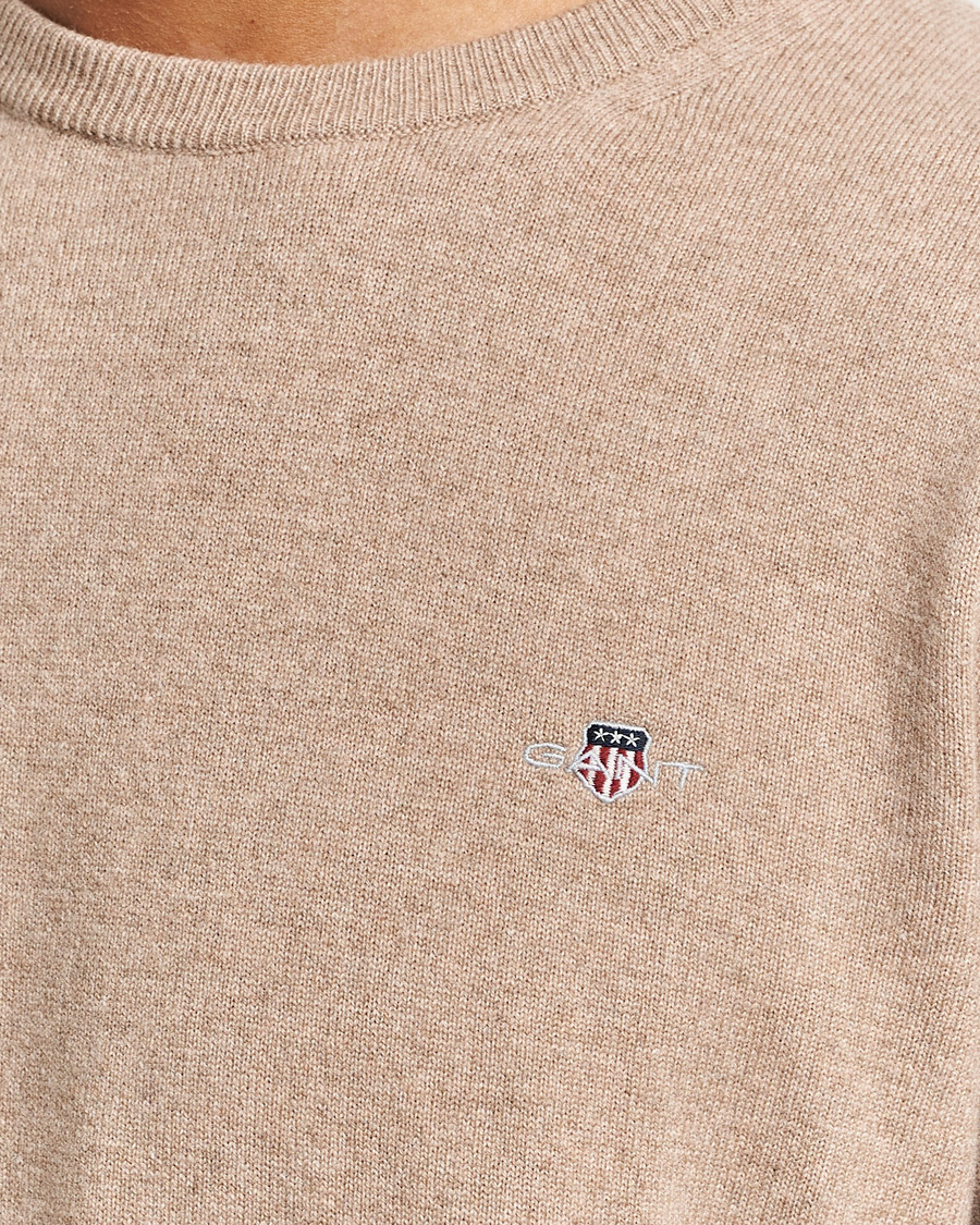 Herre | Gensere | GANT | Lambswool Crew Neck Pullover Dark Sand