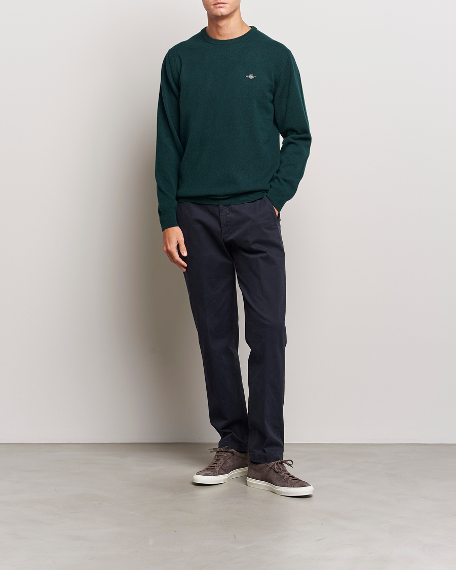 Herre | Gensere | GANT | Lambswool Crew Neck Pullover Tartan Green
