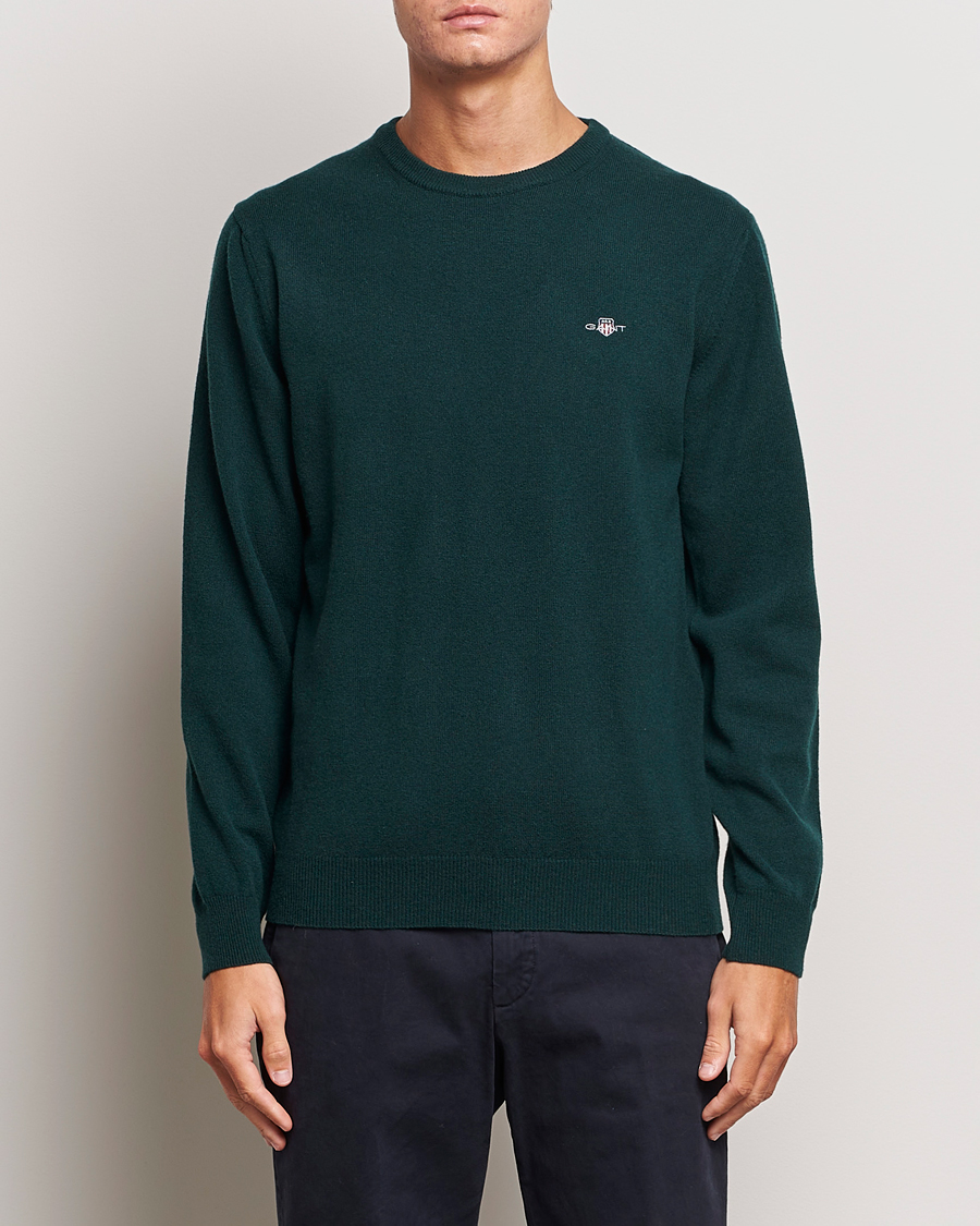Herre | Gensere | GANT | Lambswool Crew Neck Pullover Tartan Green