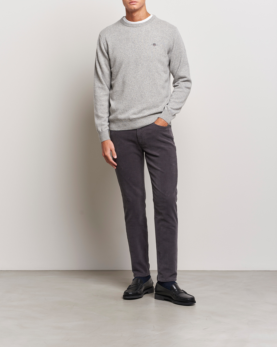 Herre | Gensere | GANT | Lambswool Crew Neck Pullover Grey Malange