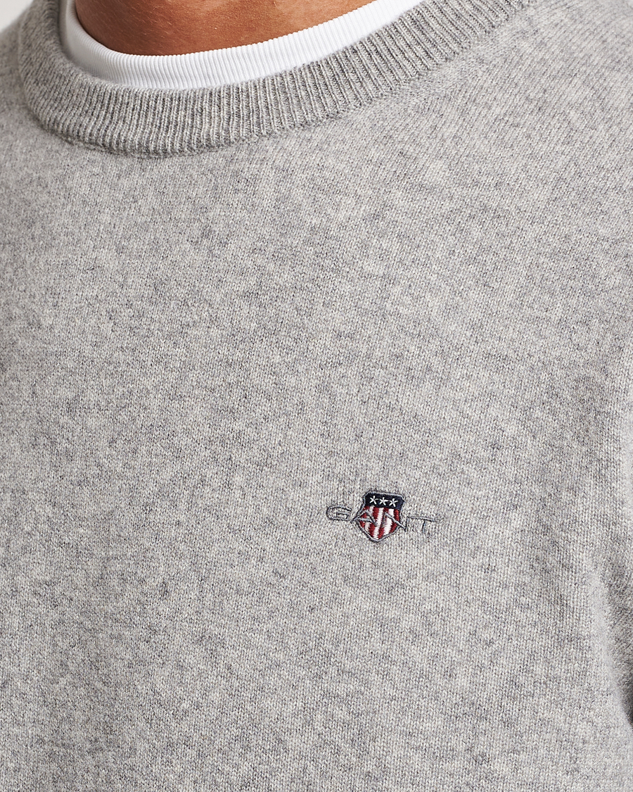 Herre | Gensere | GANT | Lambswool Crew Neck Pullover Grey Malange