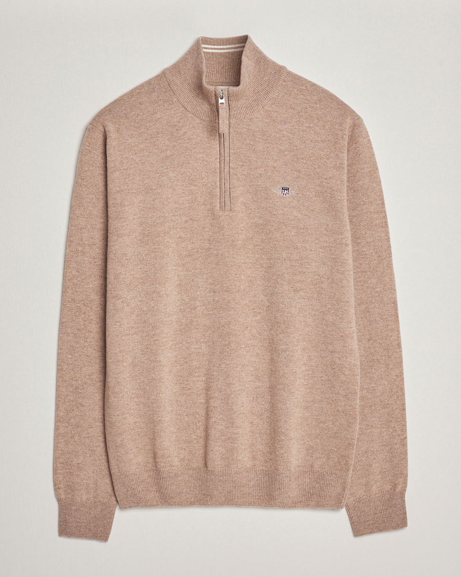 Herre | Gensere | GANT | Lamsbwool Half Zip Dark Sand