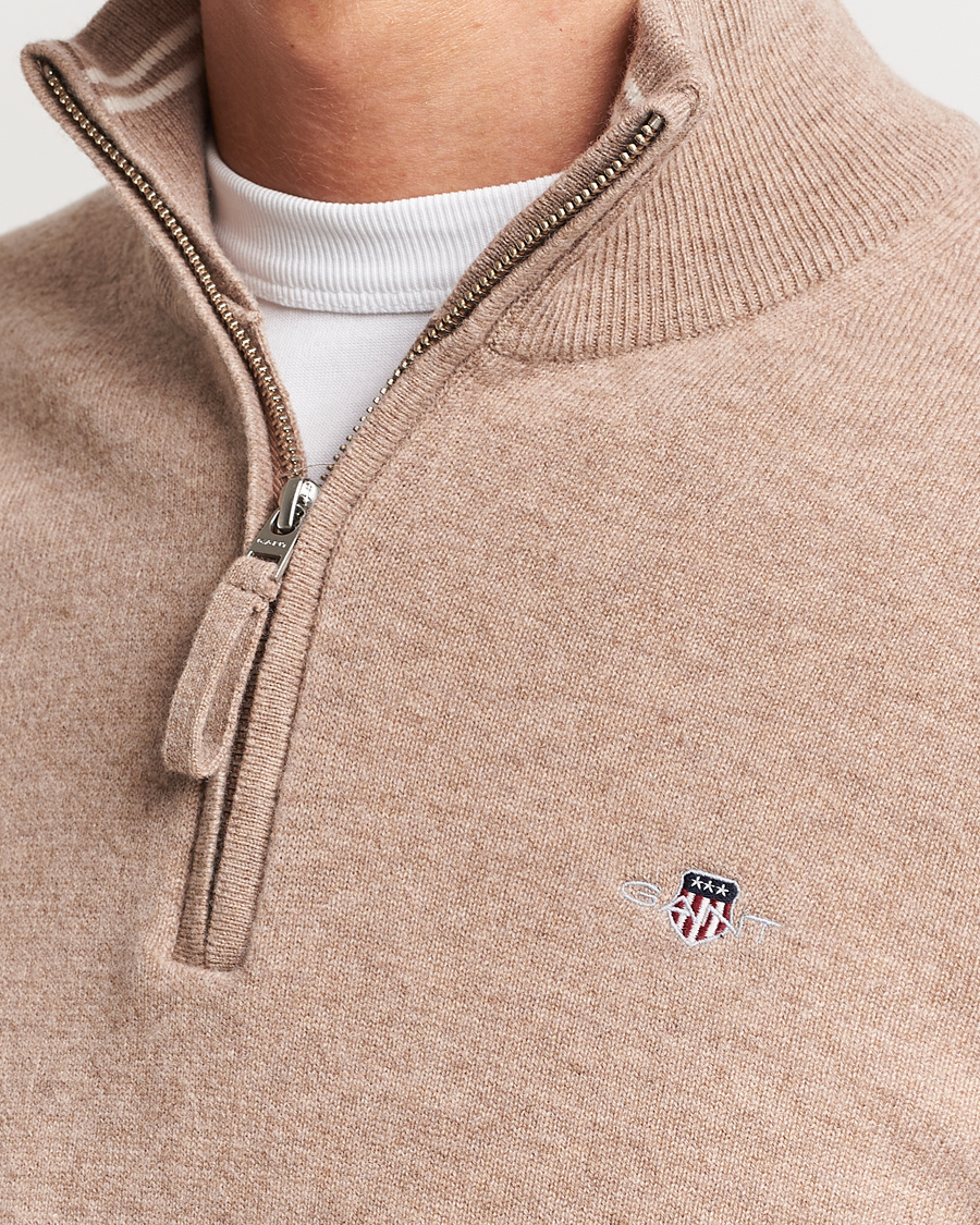 Herre | Gensere | GANT | Lamsbwool Half Zip Dark Sand