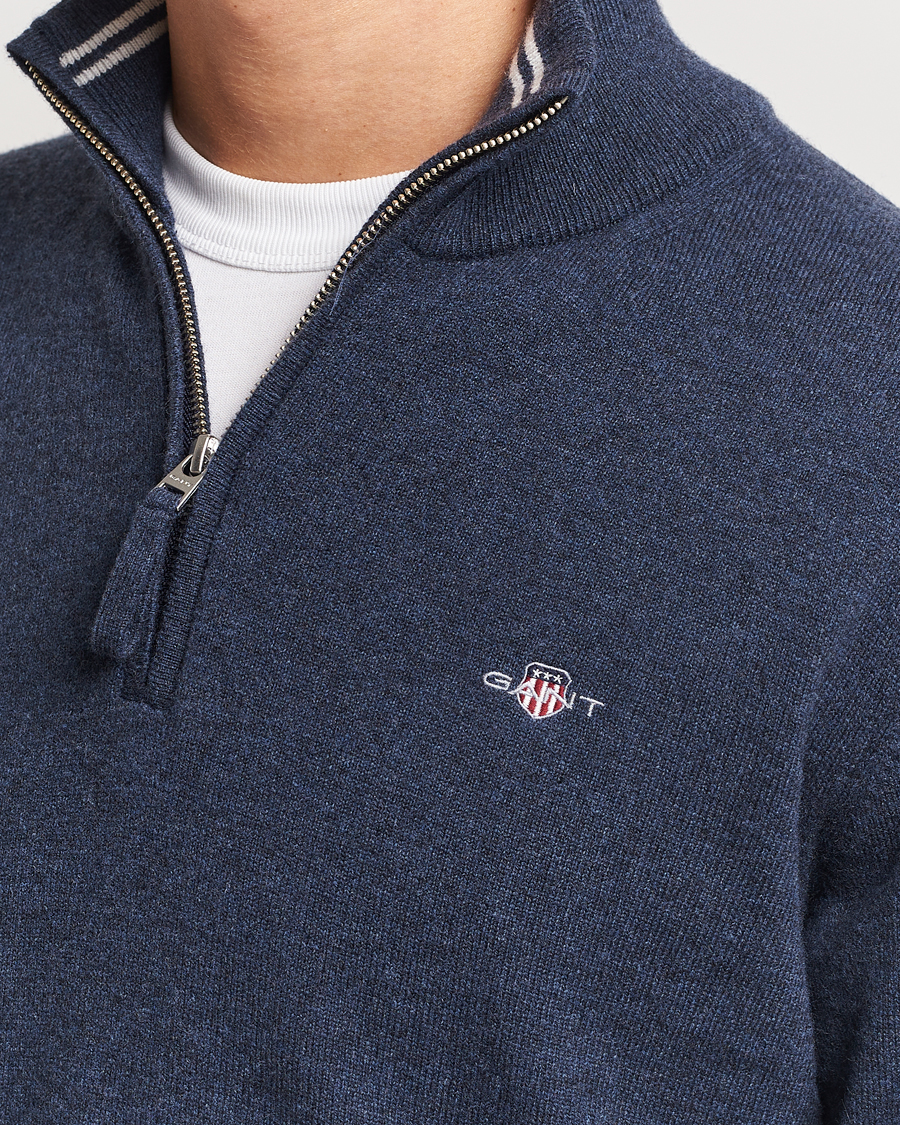 Herre | Gensere | GANT | Lambswool Half Zip Dark Navy Melange