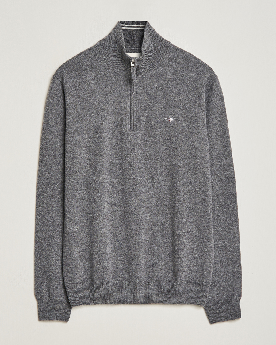 Herre | Gensere | GANT | Lambswool Half Zip Charcoal Melange