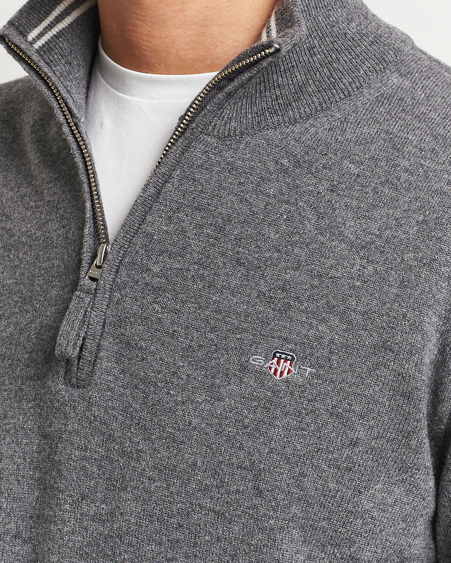 Herre | Gensere | GANT | Lambswool Half Zip Charcoal Melange