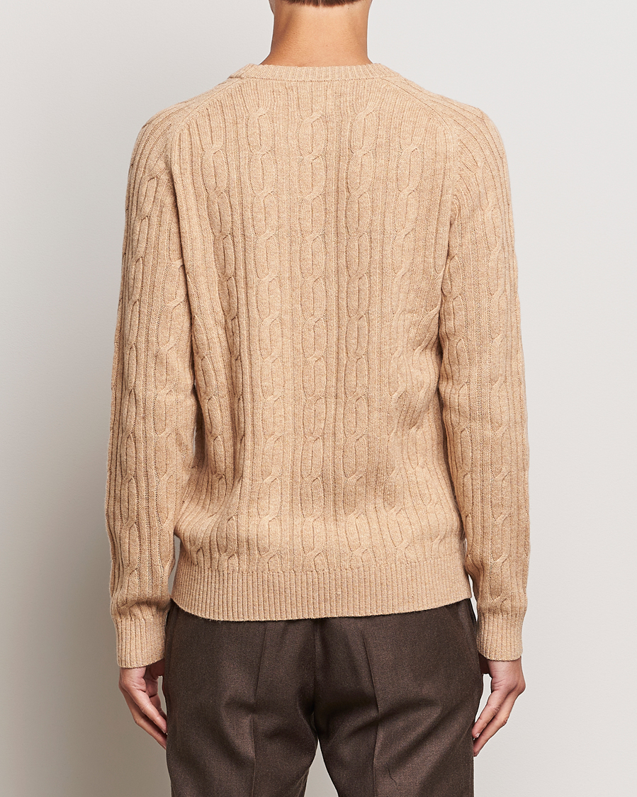 Herre | Gensere | GANT | Lambswool Cable Crew Neck Pullover Khaki Melange