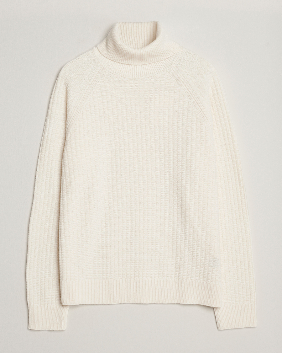 Herre | Gensere | GANT | Lambswool Textured Rollneck Cream