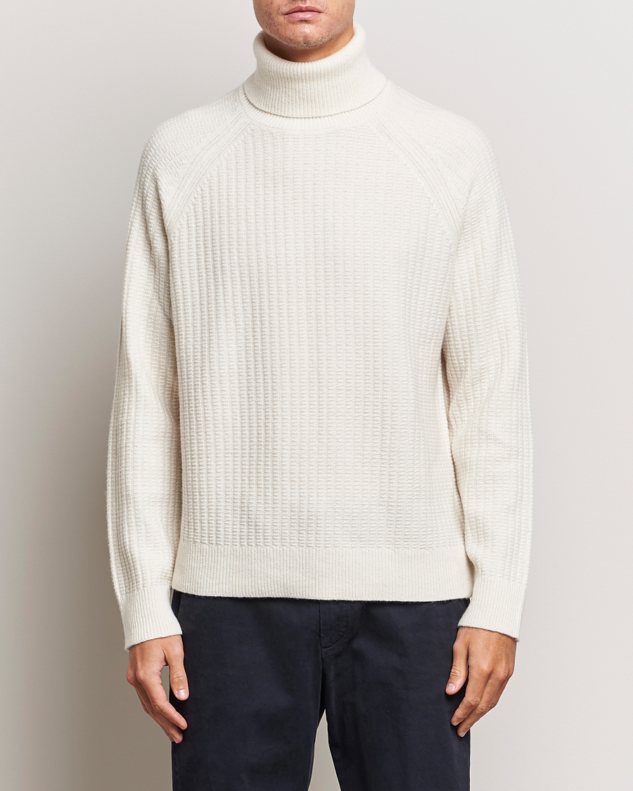 Herre | Gensere | GANT | Lambswool Textured Rollneck Cream