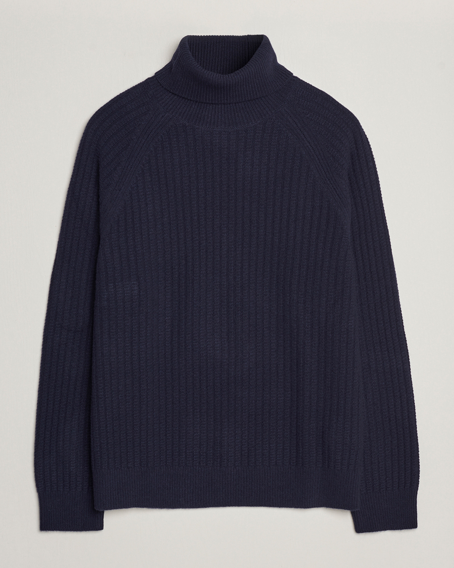 Herre | Gensere | GANT | Lambswool Textured Rollneck Evening Blue