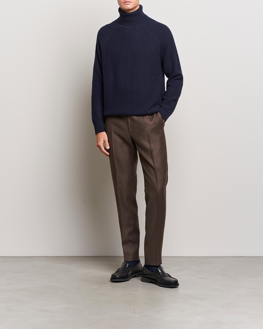 Herre | Gensere | GANT | Lambswool Textured Rollneck Evening Blue