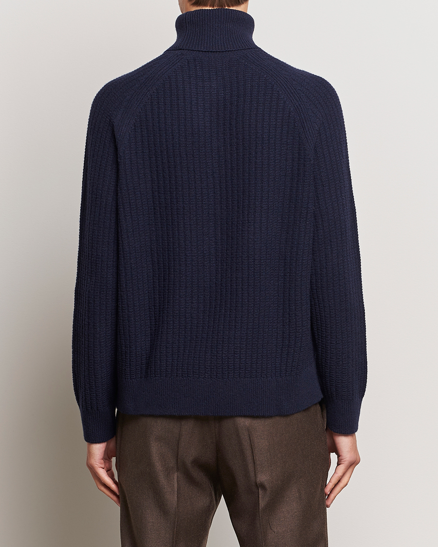Herre | Gensere | GANT | Lambswool Textured Rollneck Evening Blue