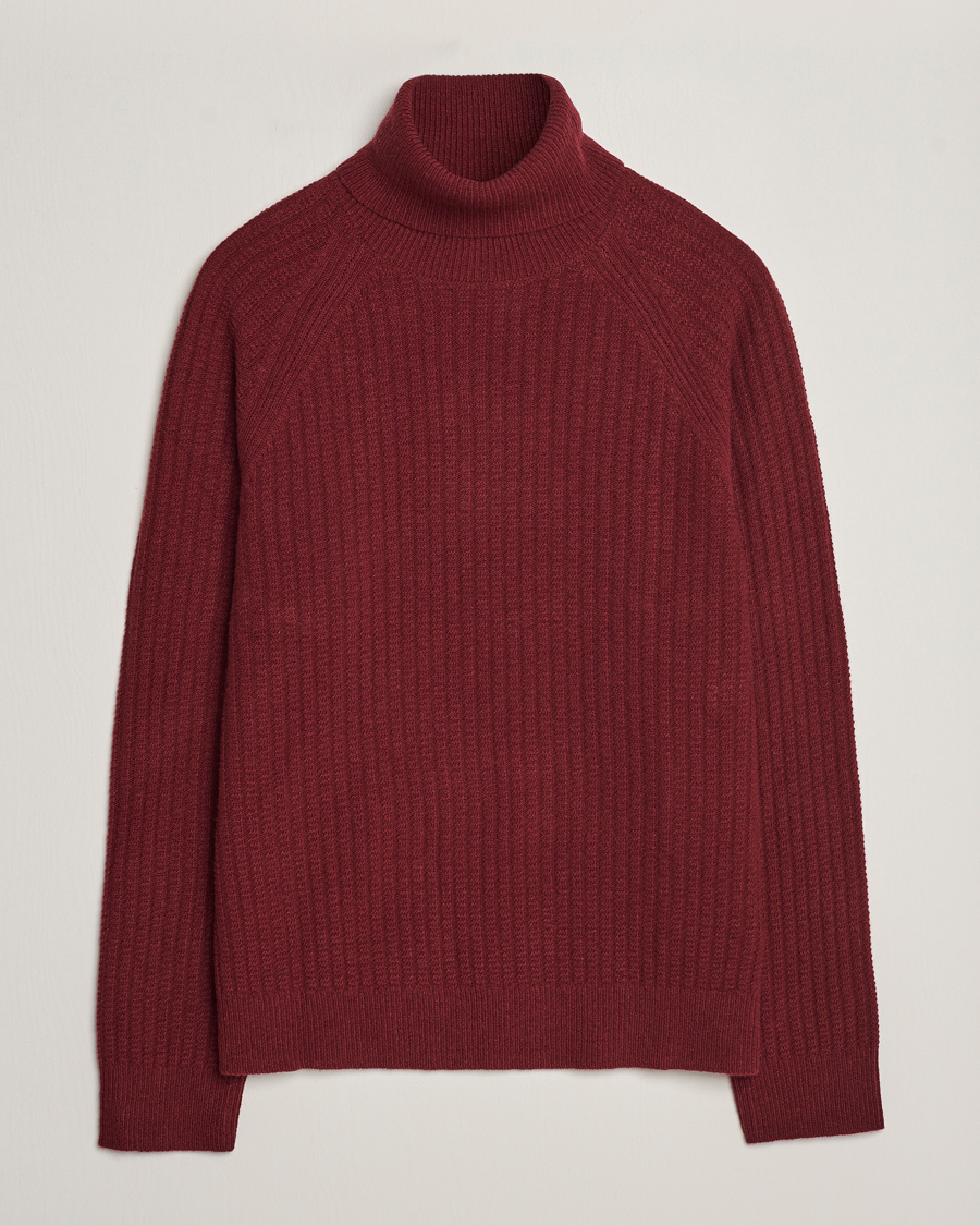Herre | Gensere | GANT | Lambswool Textured Rollneck Plumped Red