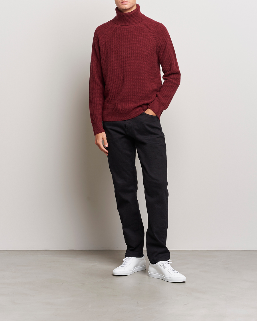 Herre | Gensere | GANT | Lambswool Textured Rollneck Plumped Red