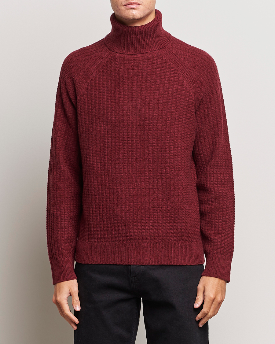 Herre | Gensere | GANT | Lambswool Textured Rollneck Plumped Red