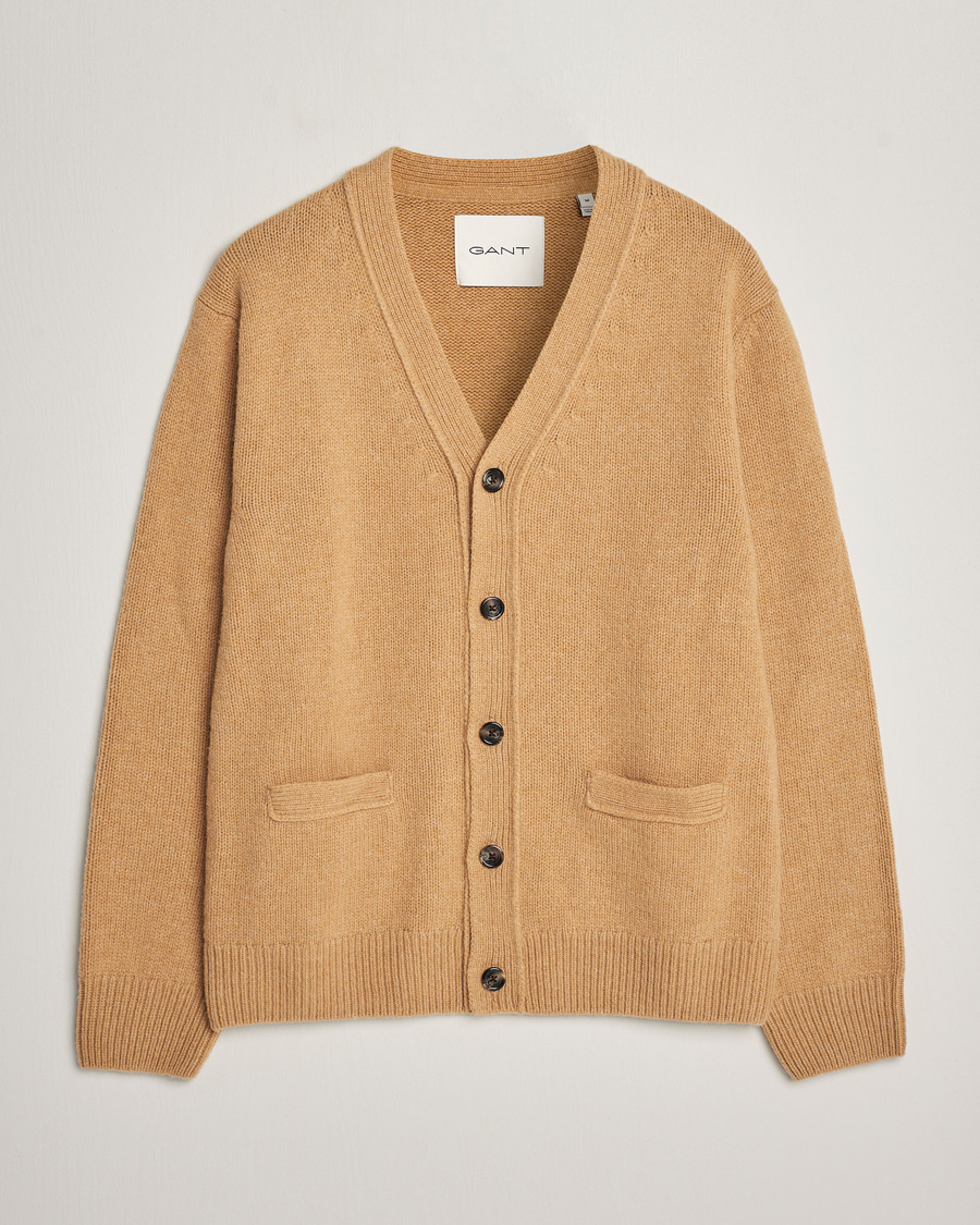 Herre | Gensere | GANT | Soft Wool Cardigan Khaki Melange