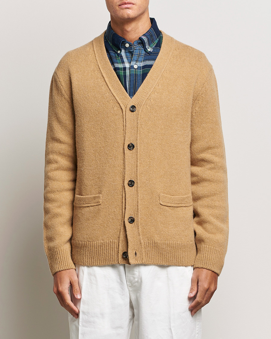 Herre | Cardigans | GANT | Soft Wool Cardigan Khaki Melange