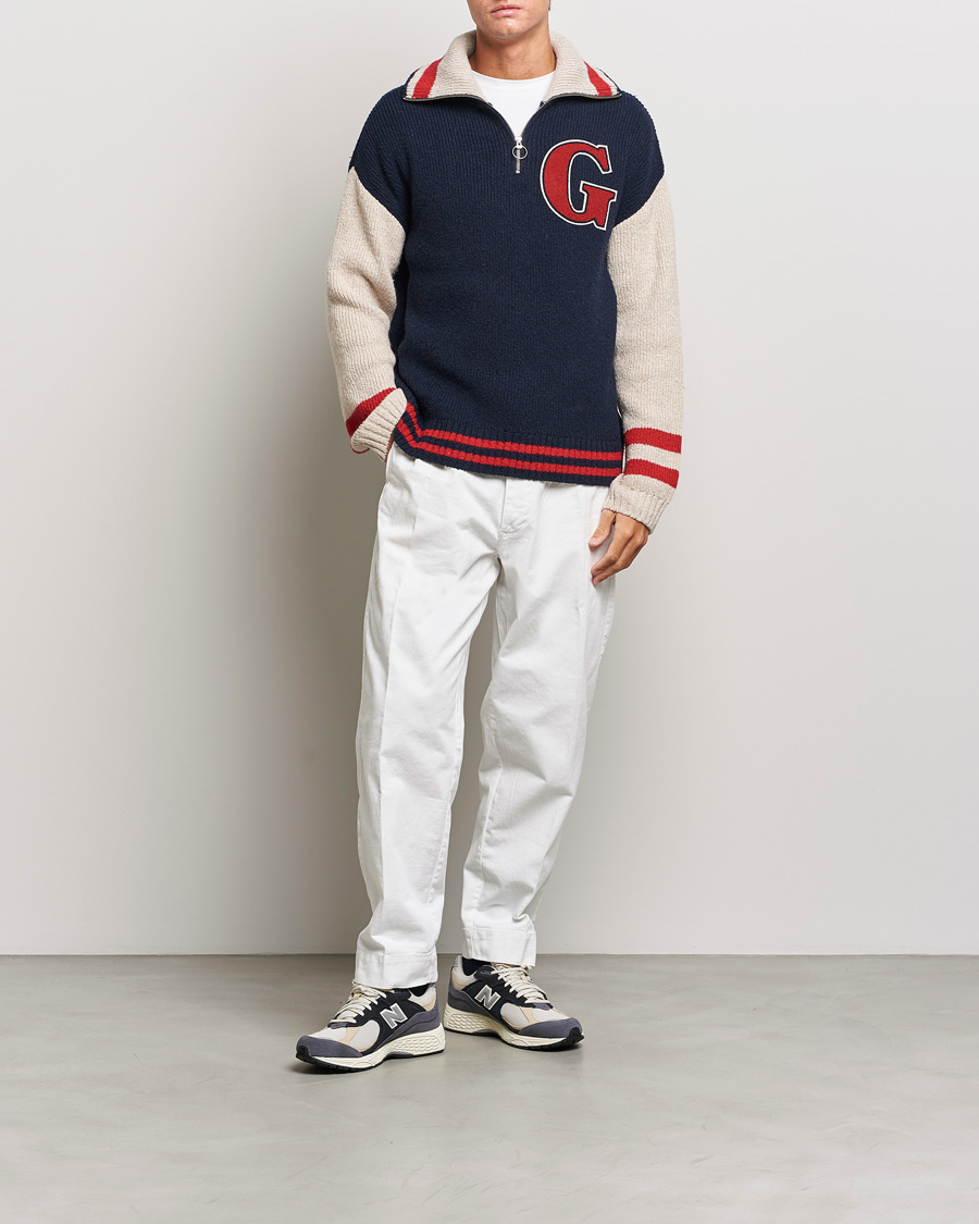Herre | Gensere | GANT | Wool Neps Letter Half Zip Evening Blue