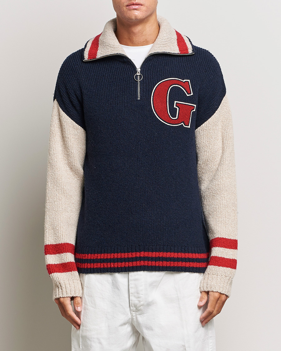 Herre | Gensere | GANT | Wool Neps Letter Half Zip Evening Blue