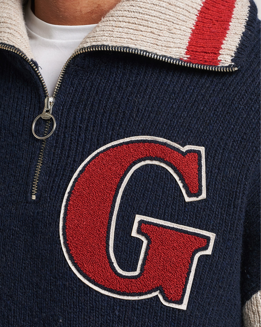 Herre | Gensere | GANT | Wool Neps Letter Half Zip Evening Blue