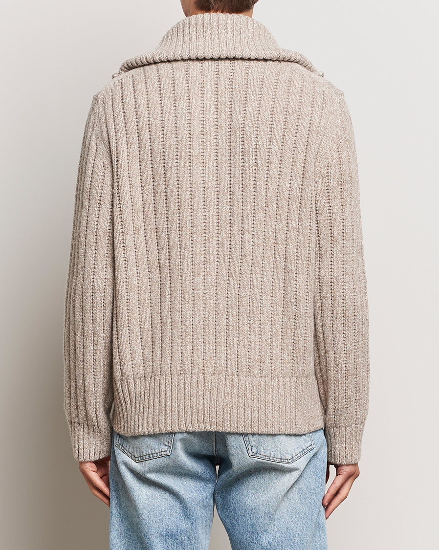 Herre | Gensere | GANT | Heavy Structured Knitted Full Zip Light Beige Melange