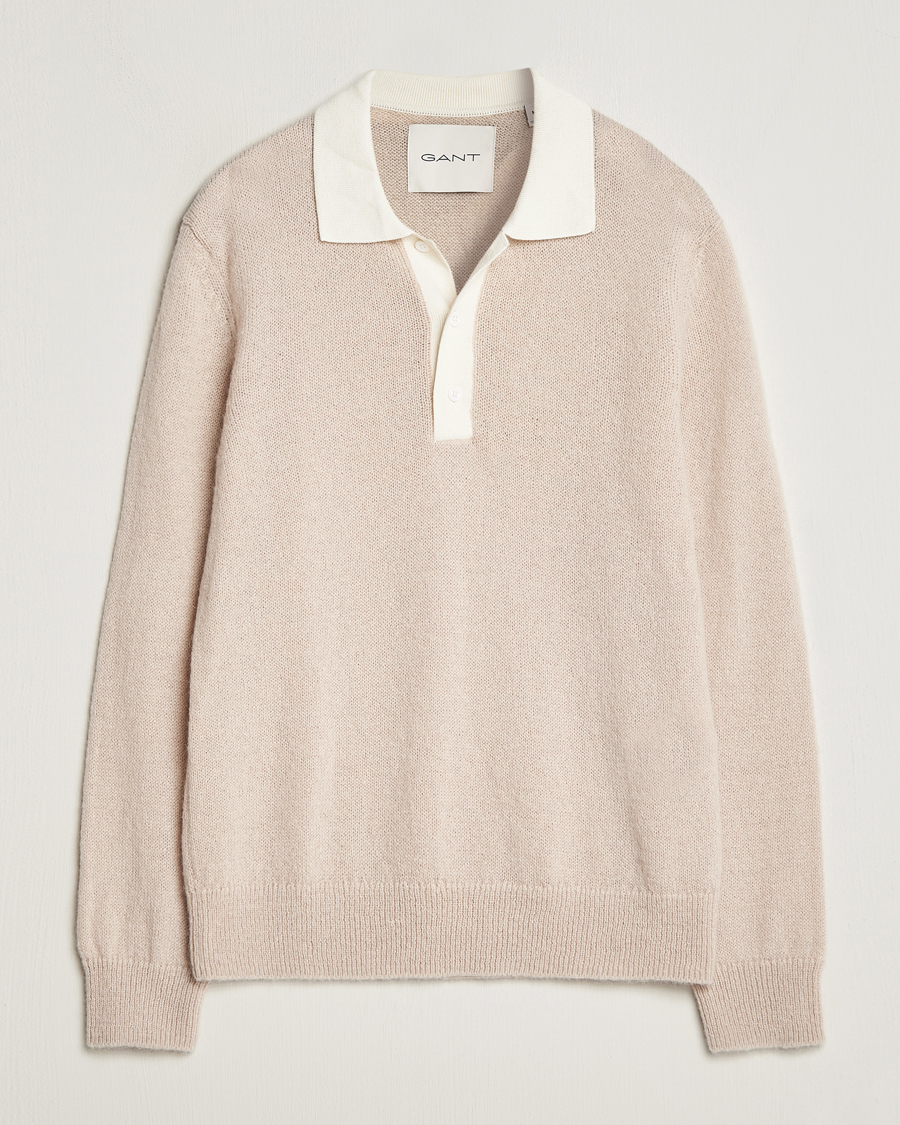 Herre | | GANT | Mohair Knitted Polo Soft Oat