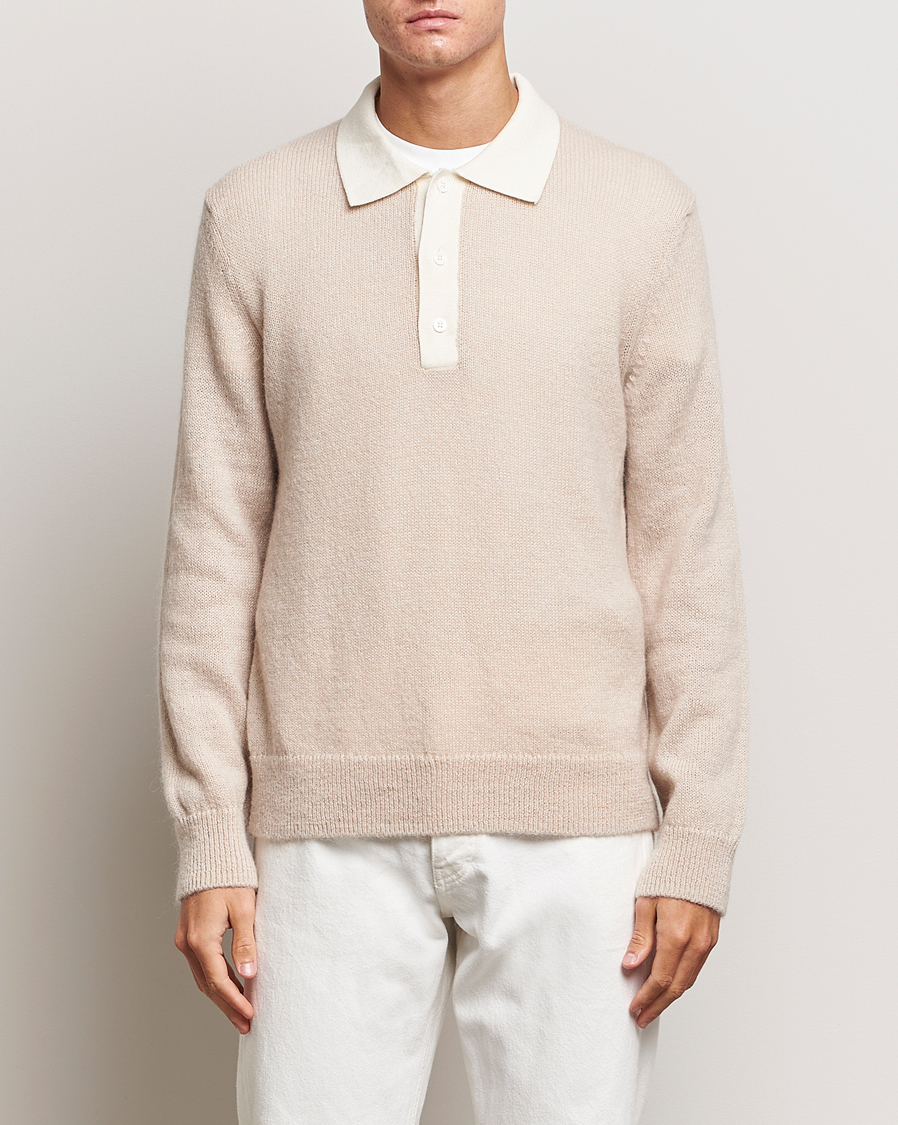 Herre | | GANT | Mohair Knitted Polo Soft Oat