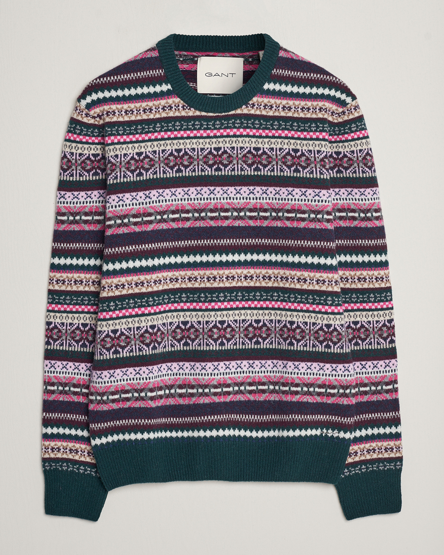 Herre | | GANT | Wool Fairisle Sweater Tartan Green