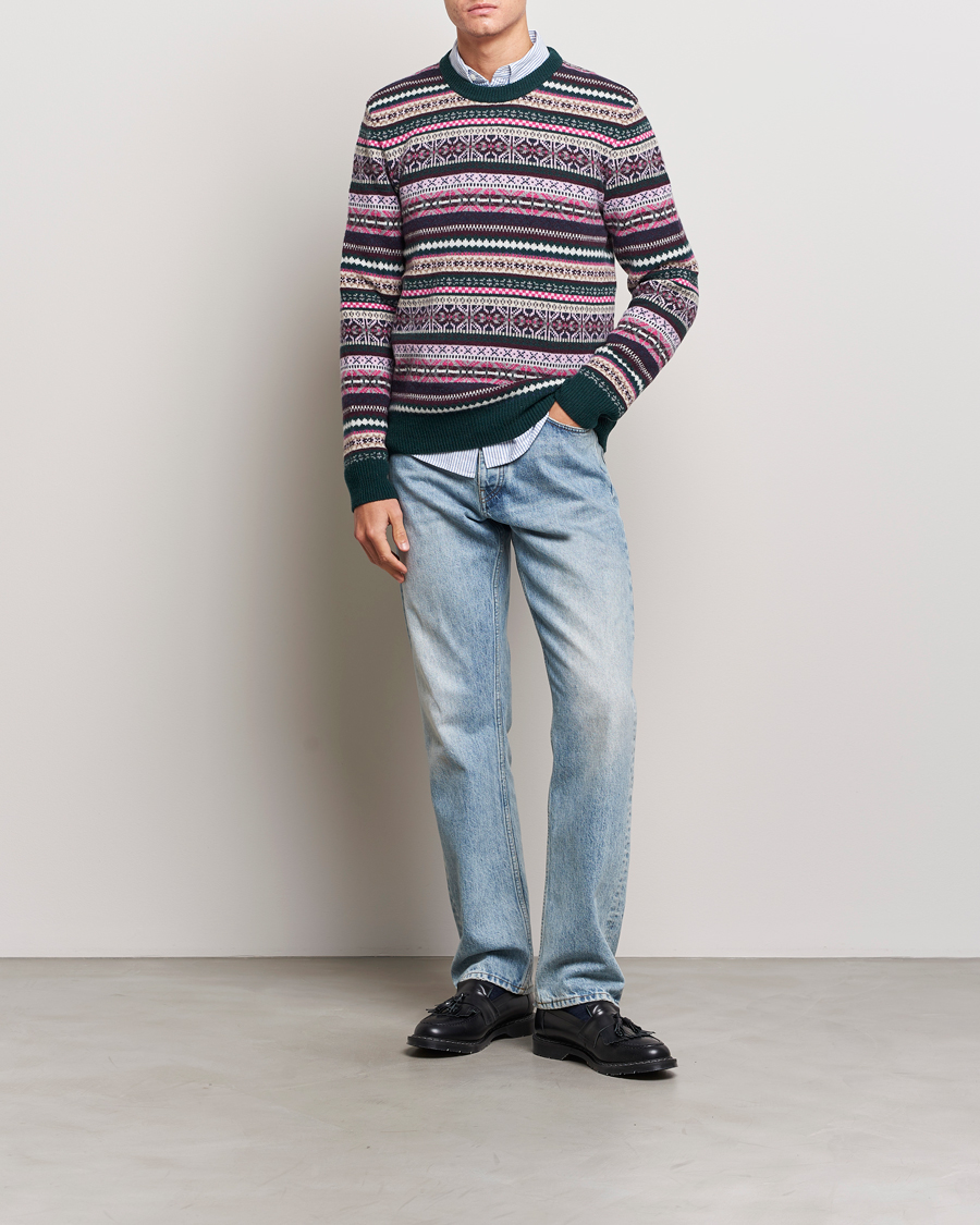 Herre | Gensere | GANT | Wool Fairisle Sweater Tartan Green