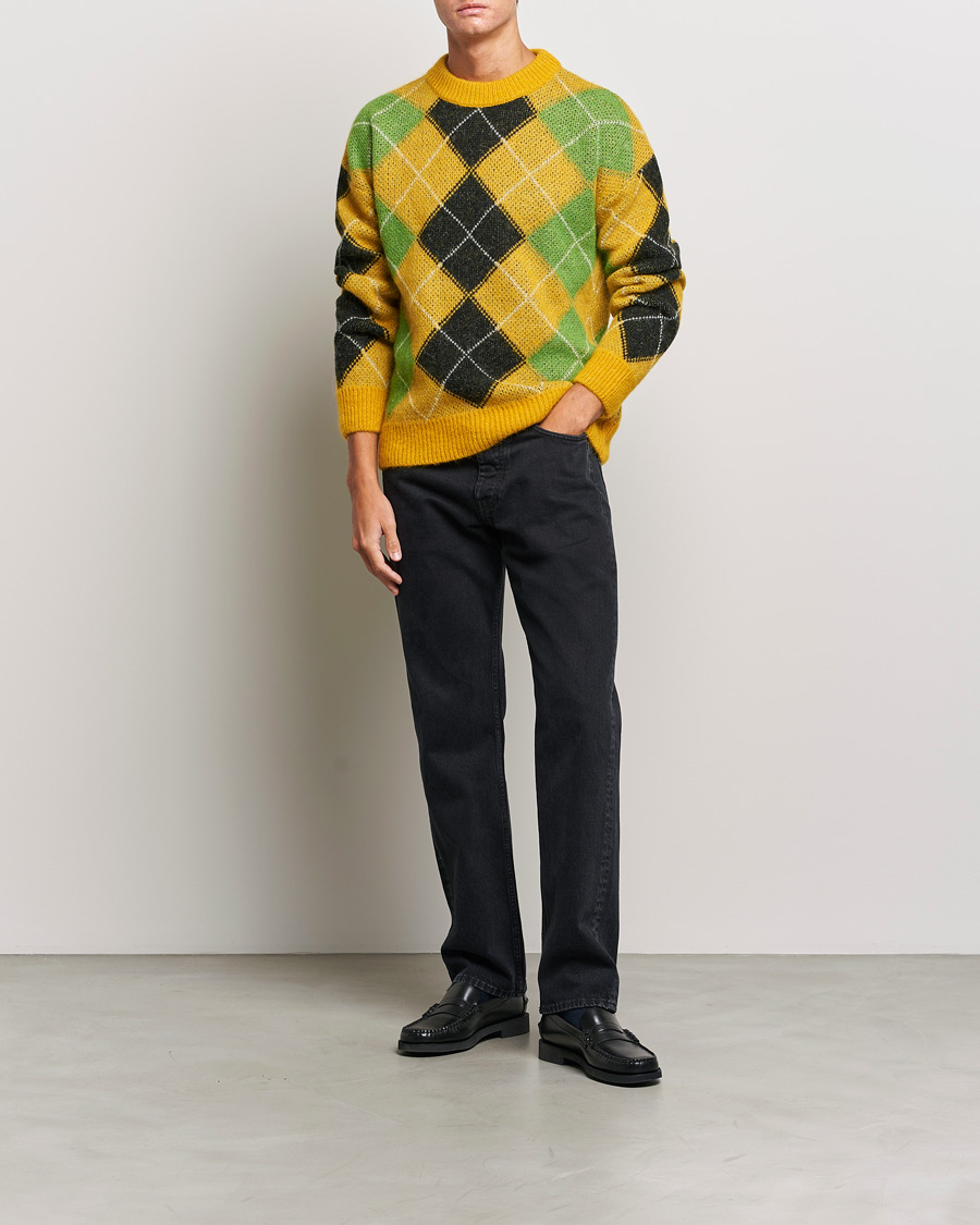 Herre | Gensere | GANT | Furry Argyle Crew Neck Sunflower Yellow