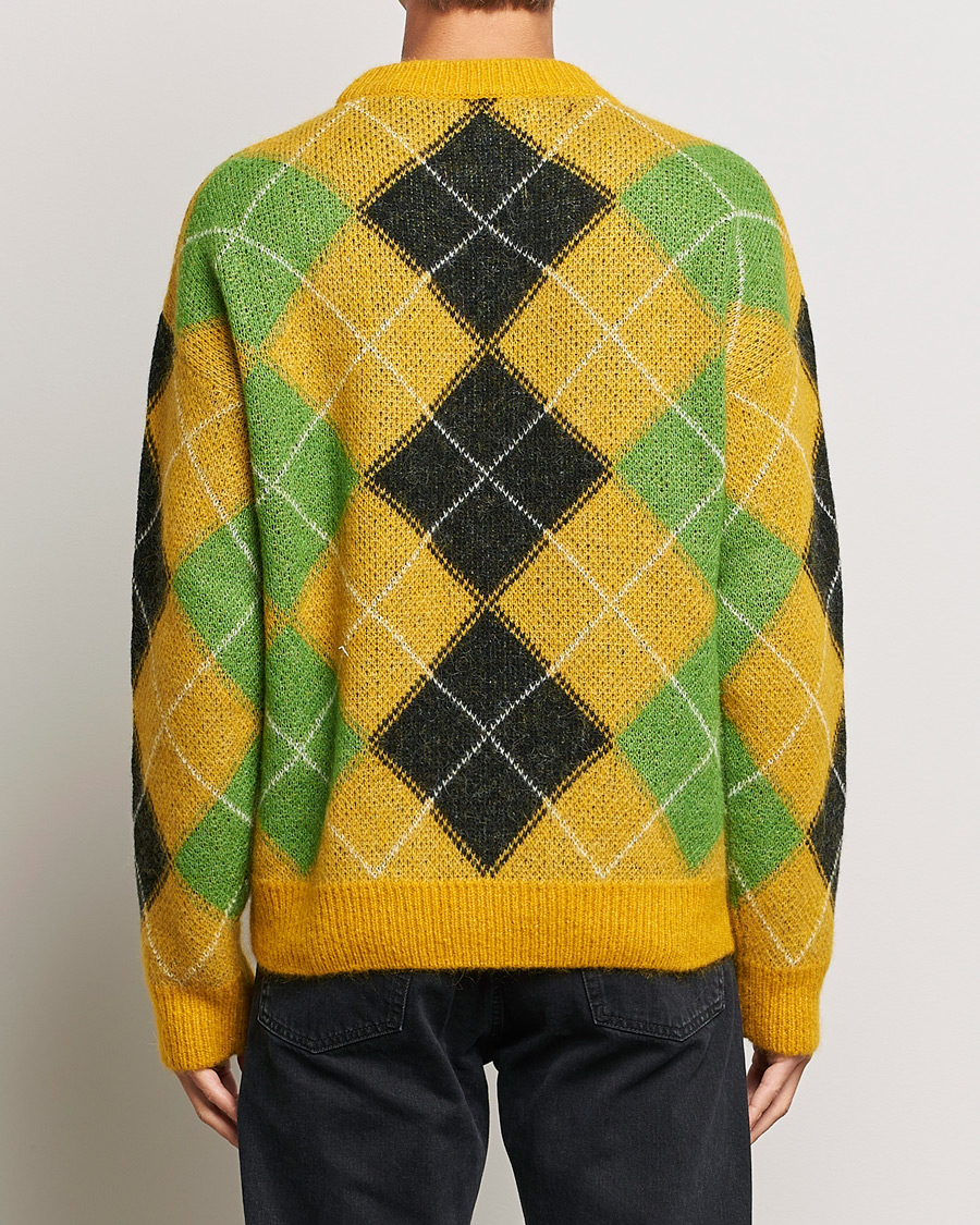 Herre | Gensere | GANT | Furry Argyle Crew Neck Sunflower Yellow