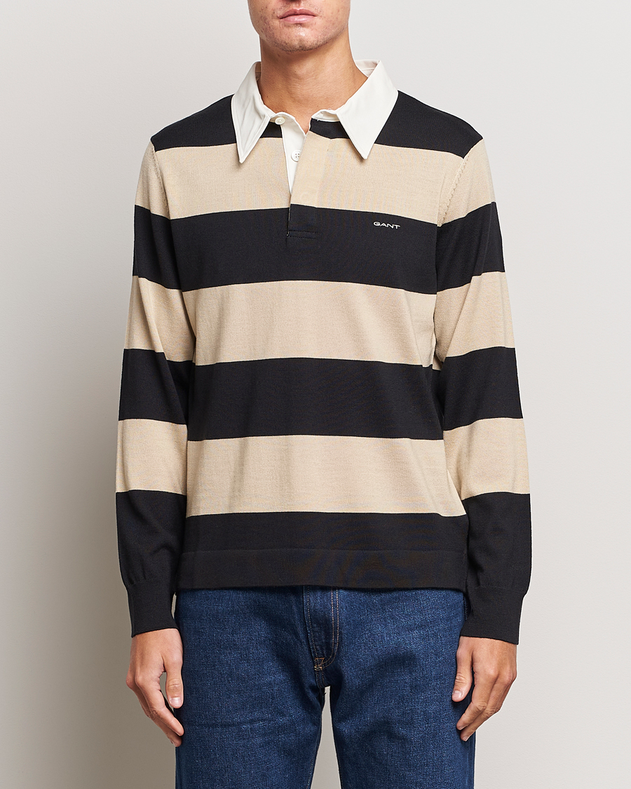 Herre |  | GANT | Barstriped Knitted Rugger Beige/Navy