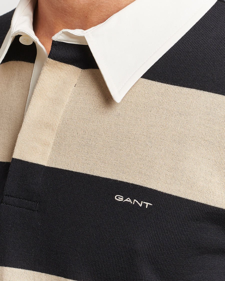 Herre | Gensere | GANT | Barstriped Knitted Rugger Beige/Navy