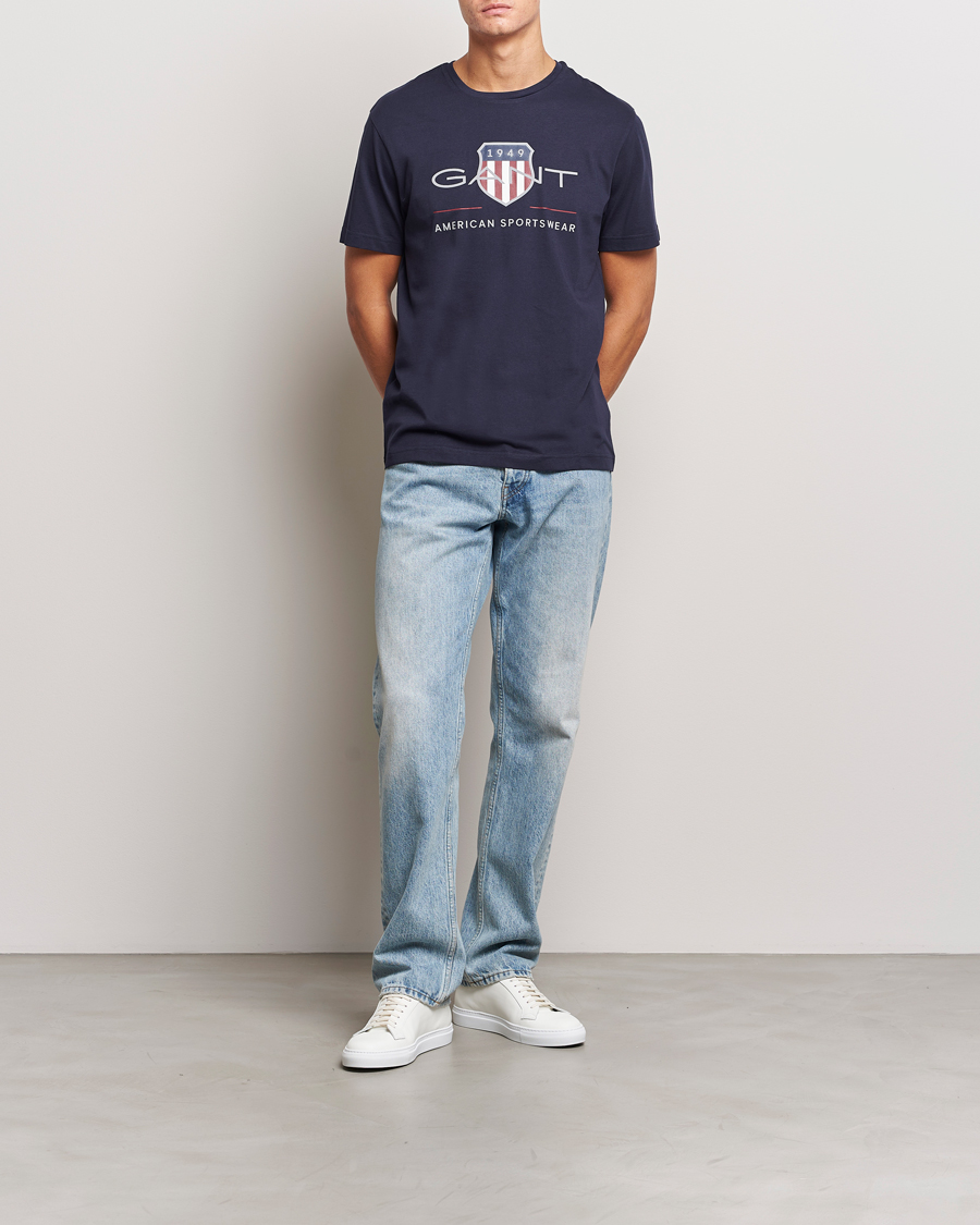Herre | T-Shirts | GANT | Archive Shield Logo T-Shirt Evening Blue